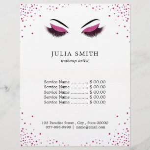 Modern Lashes with Dark Pink Glitter Makeup Artist Flyer