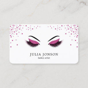 Modern Lashes with Dark Pink Makeup Artist Business Card