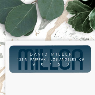 Modern Last Name Subtle Very Dark Blue Gradient Return Address Label