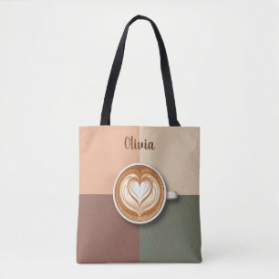 Modern Latte Art Heart Tote Bag