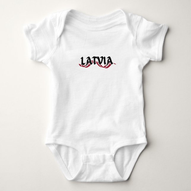 Modern Latvia latvian Flag Country Souvenir  Baby Bodysuit (Front)