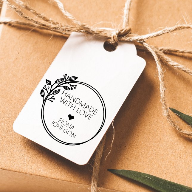 Modern Laurel Circular Handmade With Love Self-inking Stamp (Modern Laurel Circular Handmade With Love Self-inking Stamp)