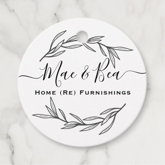 Modern Laurel Leaf Tag (Front)