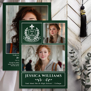 Modern Laurels 3 Photo Class of 2026 Graduation Announcement