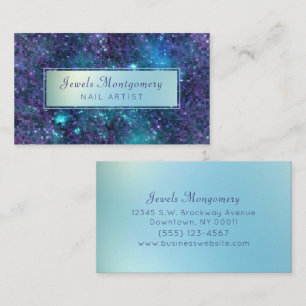 Modern Lavendar Teal Galaxy Star Business Card