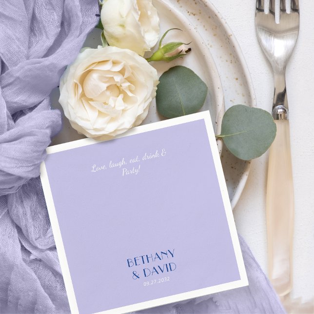 Modern Lavender and Blue Wedding Napkin (Creator Uploaded)