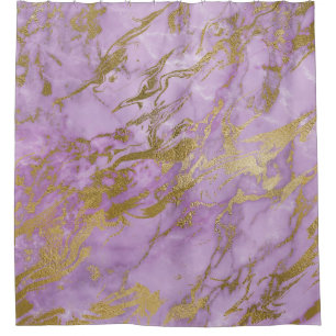 Modern Lavender and Gold Marble Shower Curtain