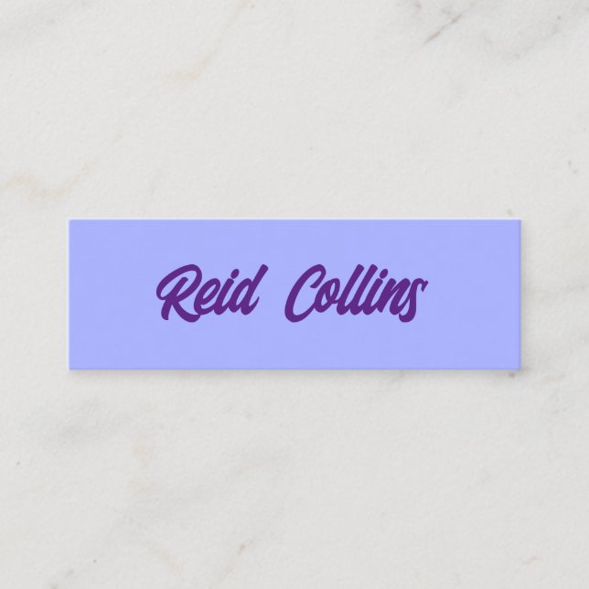 Modern Lavender and Purple Bold Script Mini Business Card (Front)