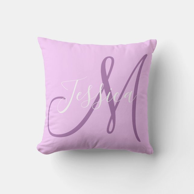 Modern Lavender and Purple Monogram Cushion (Front)