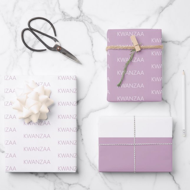 Modern lavender and white Kwanzaa Wrapping Paper Sheet (Front)