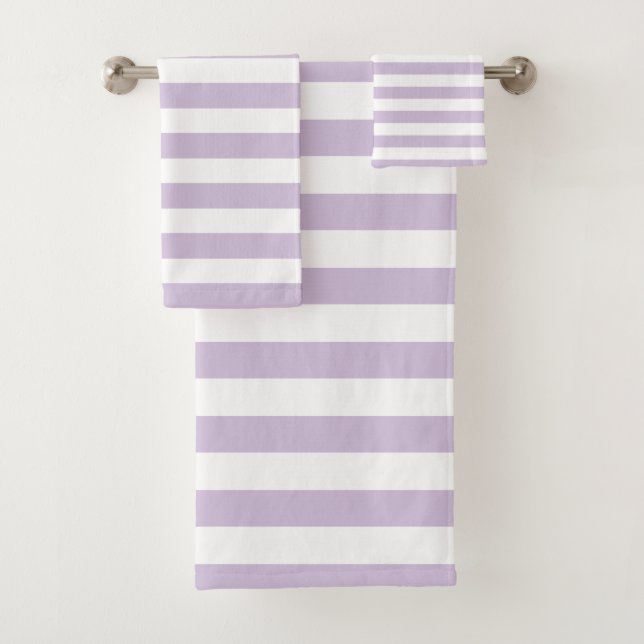 Modern Lavender And White Striped   Bath Towel Set (Insitu)
