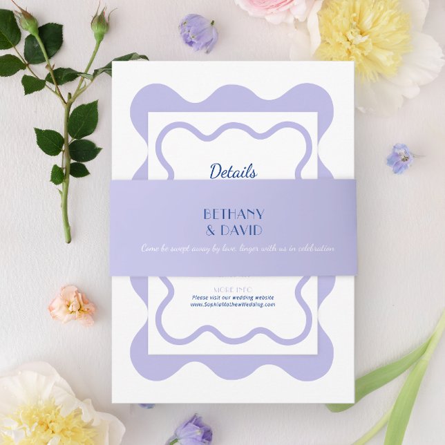 Modern Lavender Blue Wedding Invitation Belly Band (Creator Uploaded)