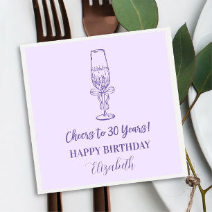 Modern Lavender Cheers to 30 years Birthday Napkin