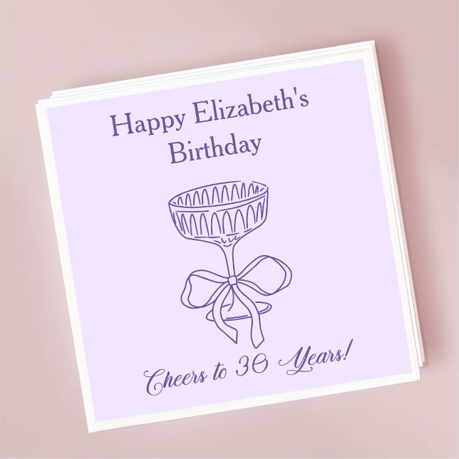Modern Lavender Cheers to 30 years Birthday Napkin (Creator Uploaded)