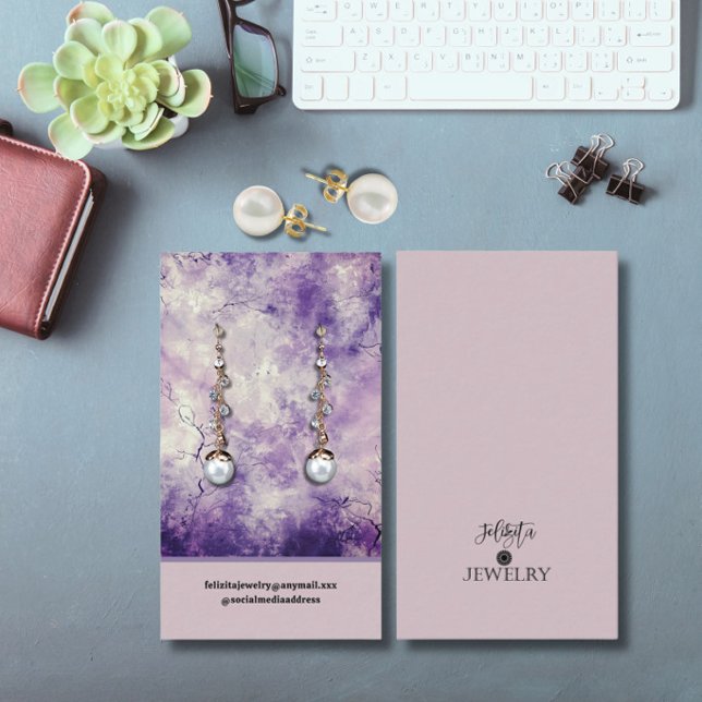 Modern Lavender Colored Earring Display  Business Card (Creator Uploaded)