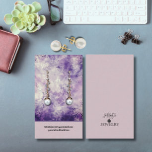 Modern Lavender Coloured Earring Display Business Card