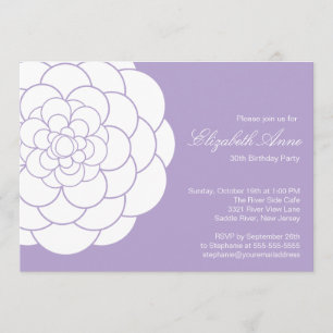 Modern Lavender Dahlia Bloom Birthday Party Invitation