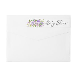 Modern Lavender  Flowers BABY Shower label