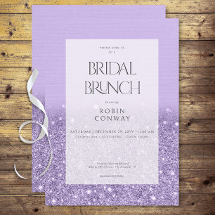 Modern Lavender Glam Glitter Bridal Brunch Invitation
