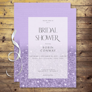 Modern Lavender Glam Glitter Bridal Shower Invitation