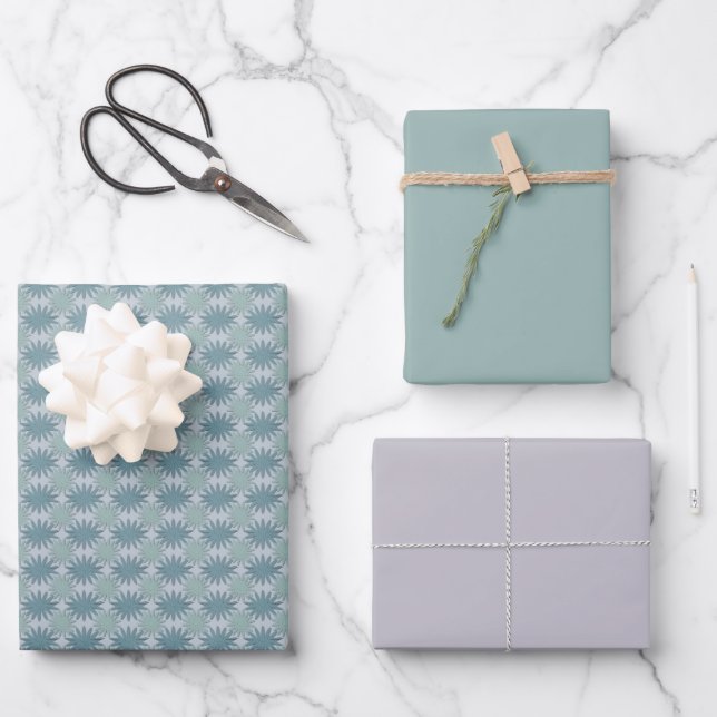 Modern Lavender Grey Summer Green Floral Pattern Wrapping Paper Sheet (Front)