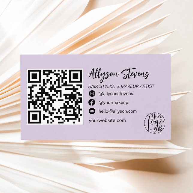 modern lavender hair makeup photo logo qr code business card (Creator Uploaded)