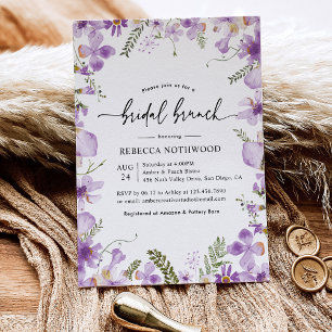Modern Lavender Lilac Bridal Brunch Invitation