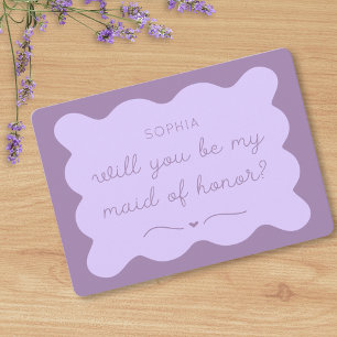 Modern Lavender Maid of Honour Custom Name Proposa Card