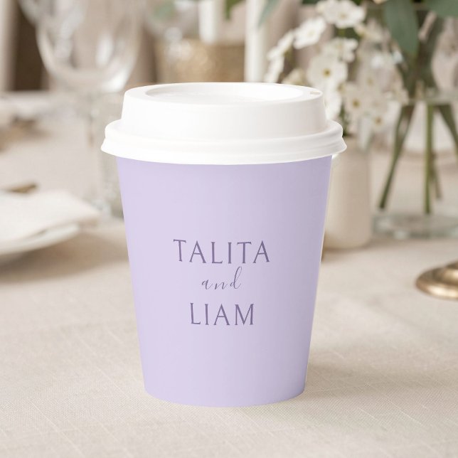Modern Lavender Minimalist Wedding Paper Cups (Creator Uploaded)