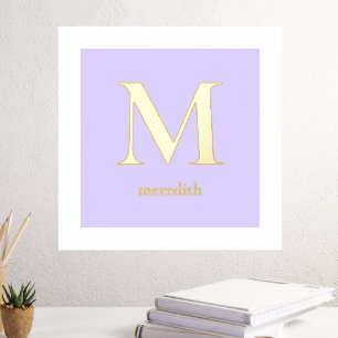 Modern Lavender Monogram Initial Letter Foil Prints