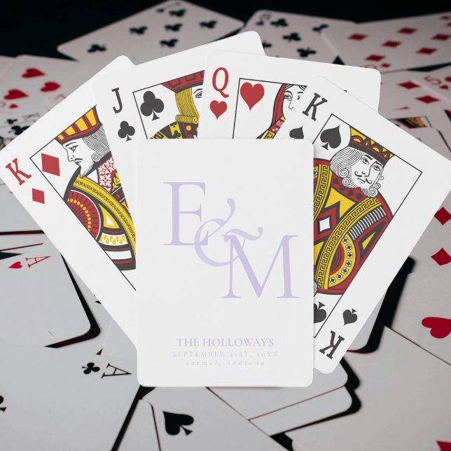 Modern Lavender Monogram Wedding Guest Book Playing Cards (Modern Lavender Monogram Wedding Guest Book Poker Cards)