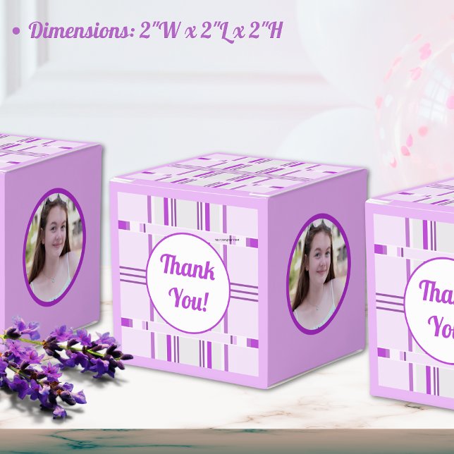 Modern Lavender Pink Pattern Stripe Photo Birthday Favour Box (Creator Uploaded)