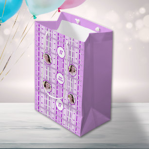 Modern Lavender Pink Pattern Stripes Custom Photo Medium Gift Bag