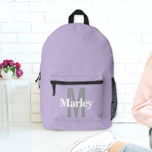 Modern Lavender Purple Cute Bold Personalised Name Printed Backpack