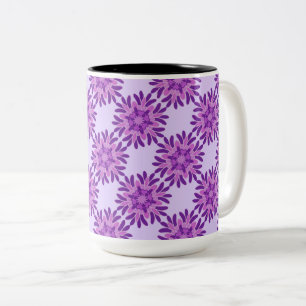 Modern Lavender & Purple Daisy Floral Two-Tone Coffee Mug