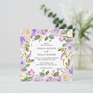 Modern Lavender Purple Floral Elegant Wedding Invitation
