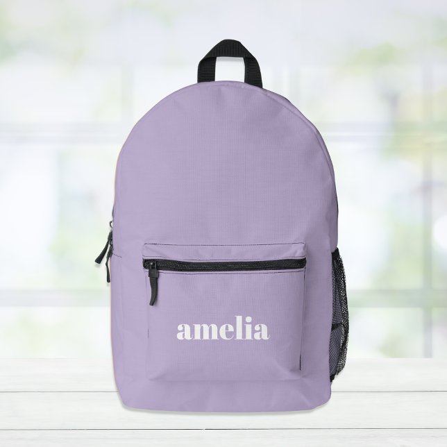 Modern Lavender Purple Personalised Printed Backpack (Creator Uploaded)
