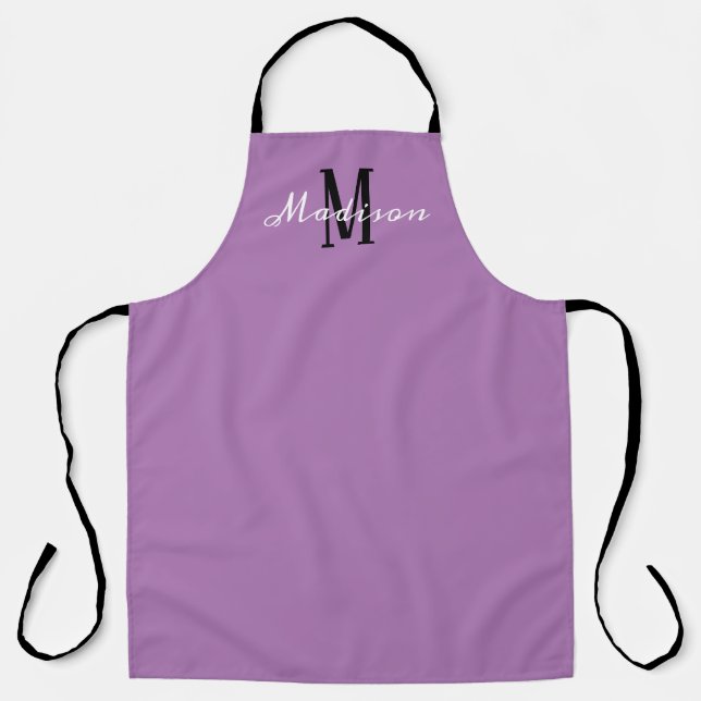 Modern Lavender Purple Script Personalised Chef Apron (Front)