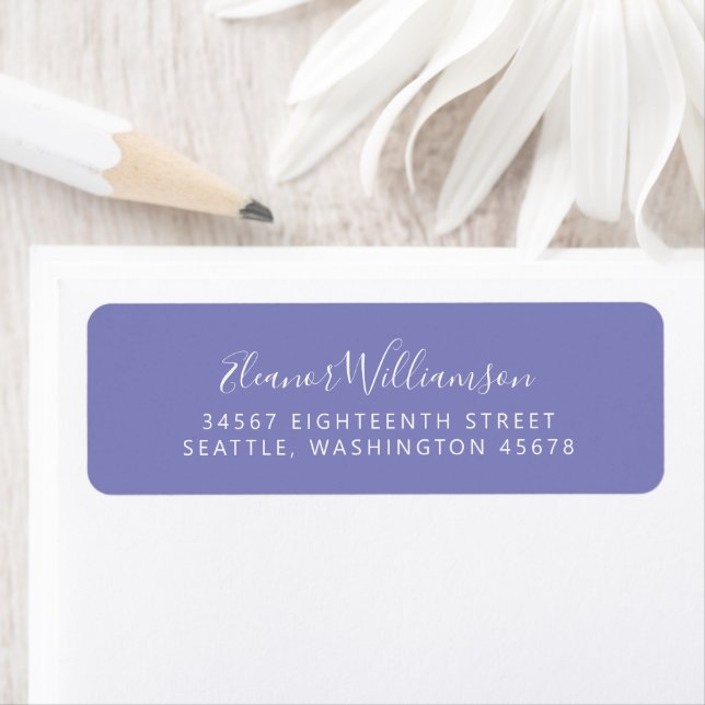 Modern Lavender Purple Script Return Address Label (Insitu)