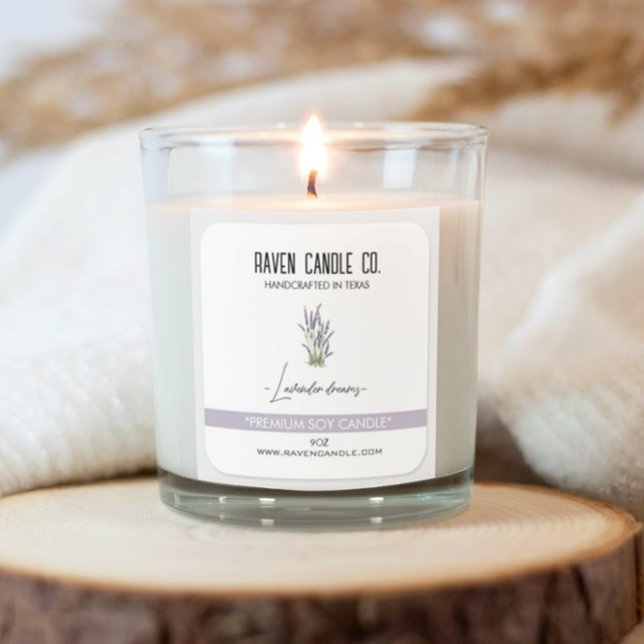 Modern lavender purple square product candle label (Creator Uploaded)
