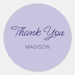 Modern Lavender Purple Thank You Classic Round Sticker