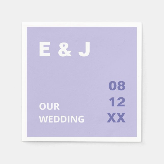 Modern Lavender Purple Wedding Napkins (Front)