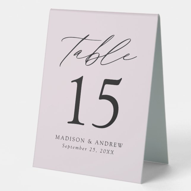 Modern Lavender Purple Wedding Table Number (Front)