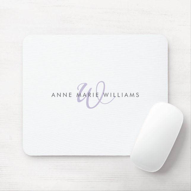 Modern Lavender Script Monogram Mouse Pad (With Mouse)