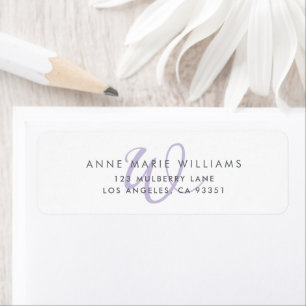 Modern Lavender Script Monogram Return Address Label