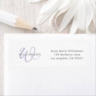 Modern Lavender Script Monogram Return Address Label