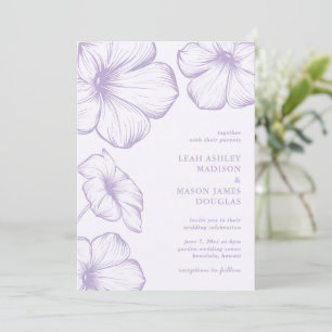 Modern Lavender Simple Floral Elegant Wedding Invitation