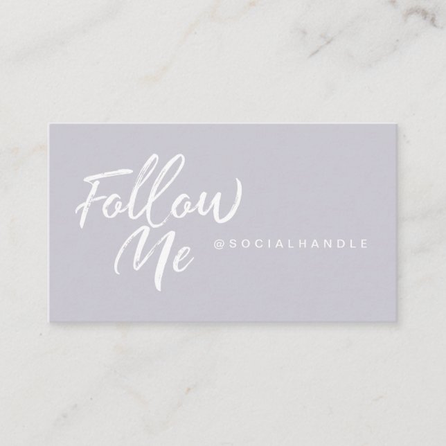 Modern Lavender Social Media Follow Me Photo Business Card (Front)
