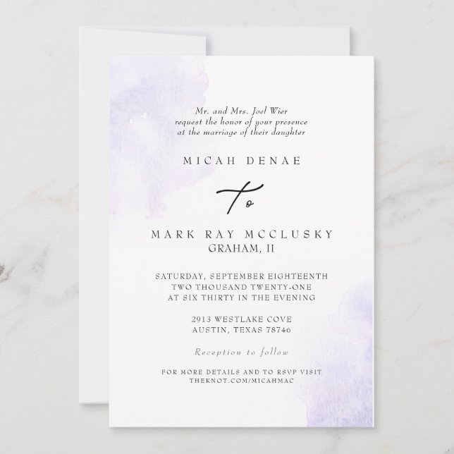 Modern Lavender Watercolor Splash Website Invitation (Front)