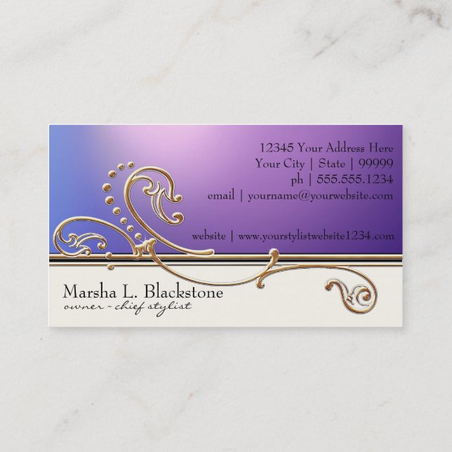 Modern Lavish Elegant Upscale Jewel Look Salon Spa Business Card (Back)